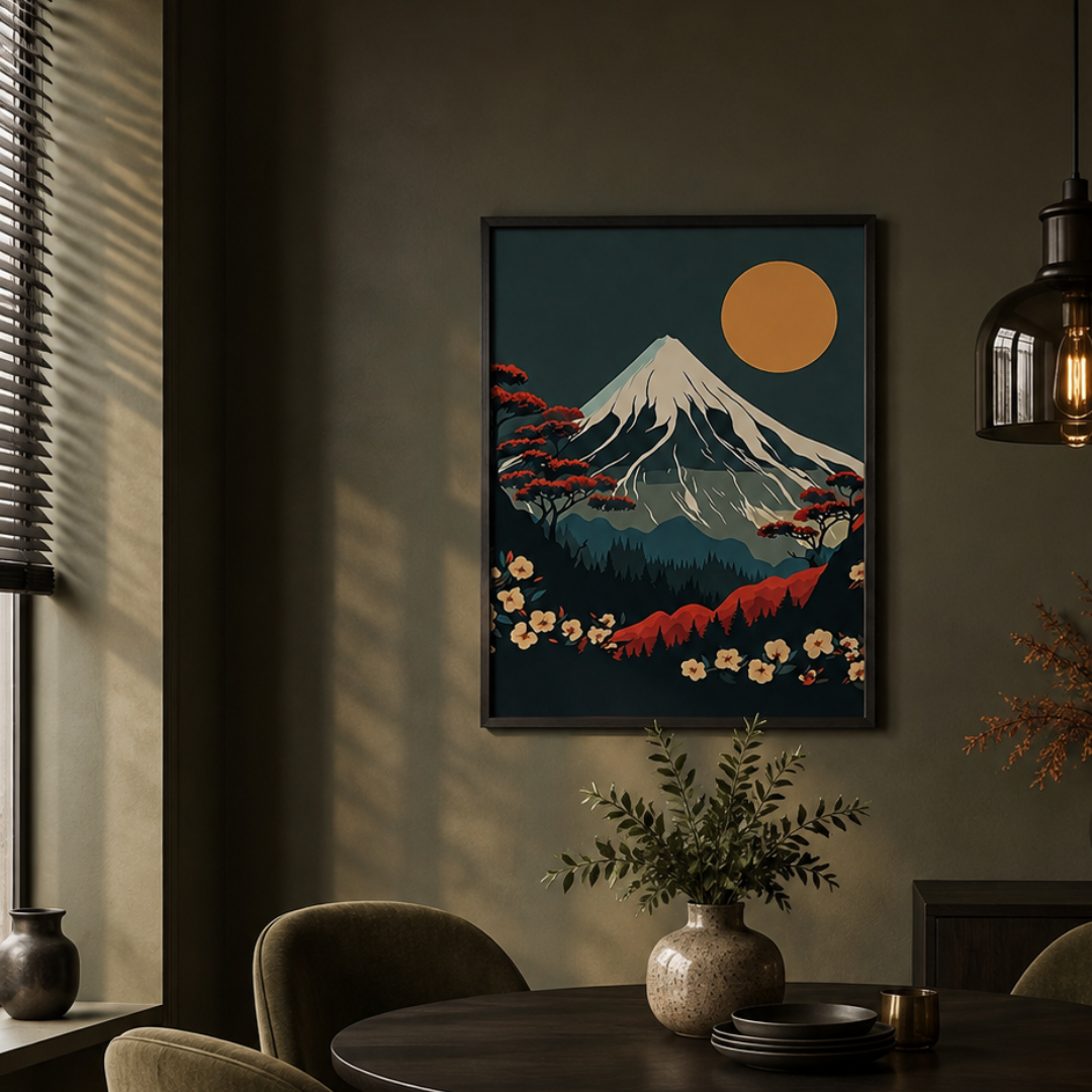 Mount Fuji Golden Sun Blossom Canvas Print