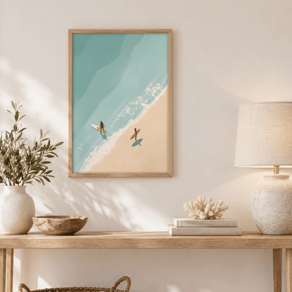 Between The Tides Surfer Canvas Print