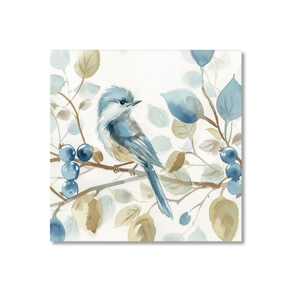 Blueberry Branch Songbird Canvas Print