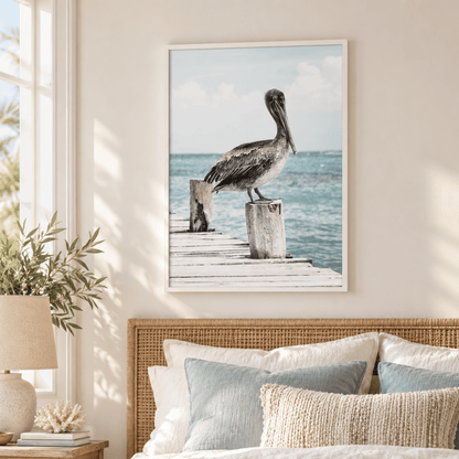 Pelican On The Pier Canvas Print