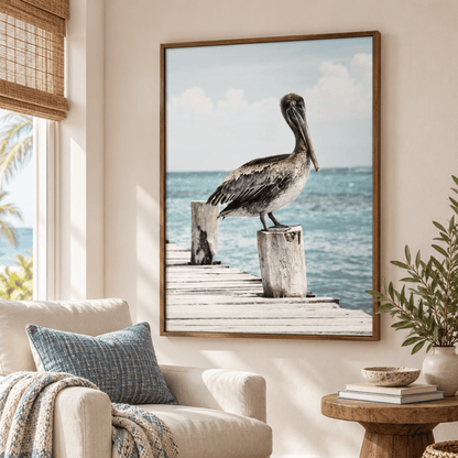 Pelican On The Pier Canvas Print