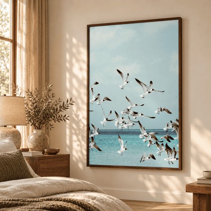 Seagulls Over Turquoise Waters Canvas Print