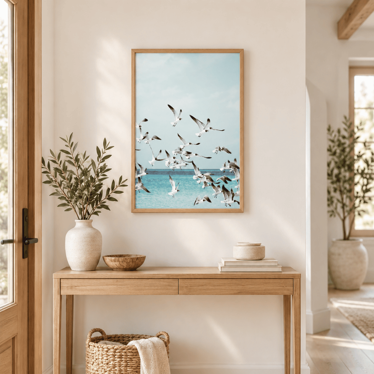 Seagulls Over Turquoise Waters Canvas Print