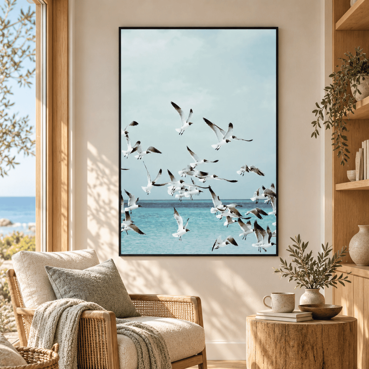 Seagulls Over Turquoise Waters Canvas Print