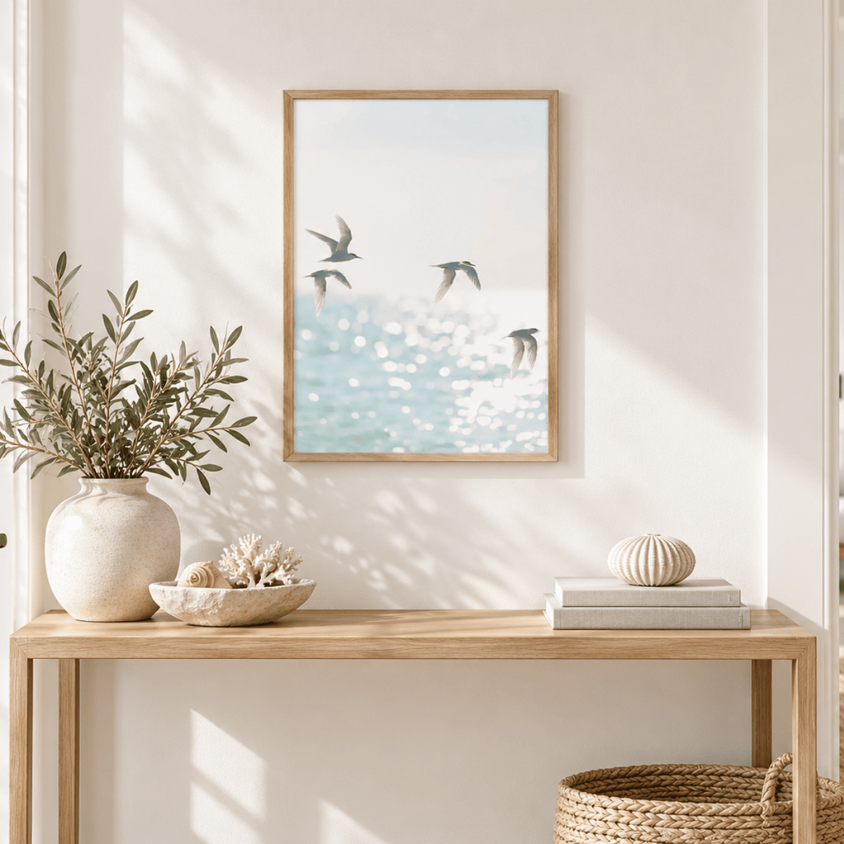 Sunlit Flight Coastal Canvas Print