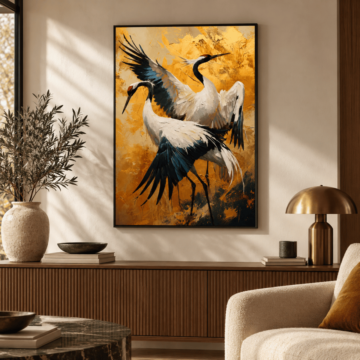 The Golden Crane Waltz Canvas Print