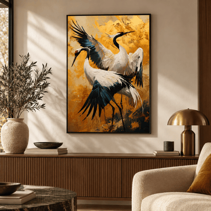 The Golden Crane Waltz Canvas Print