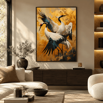 The Golden Crane Waltz Canvas Print