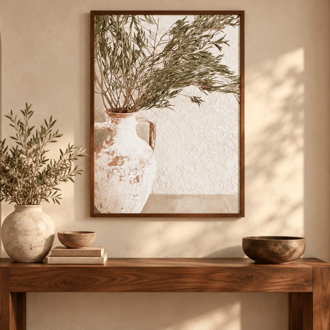 Olive Amphora Still Life Canvas Print