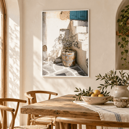 Turquoise Shutters Olive Tree Canvas Print
