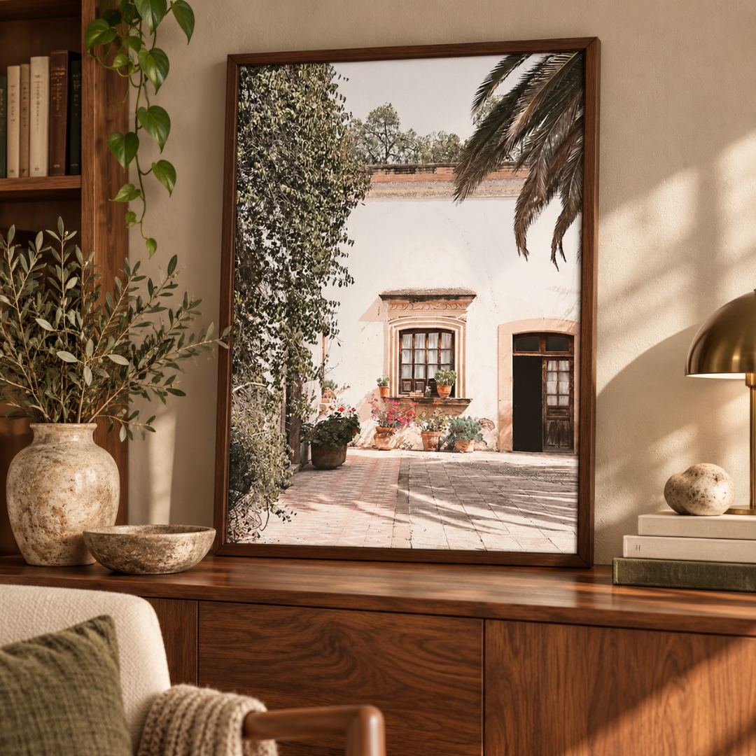 Sunlit Courtyard House Canvas Print
