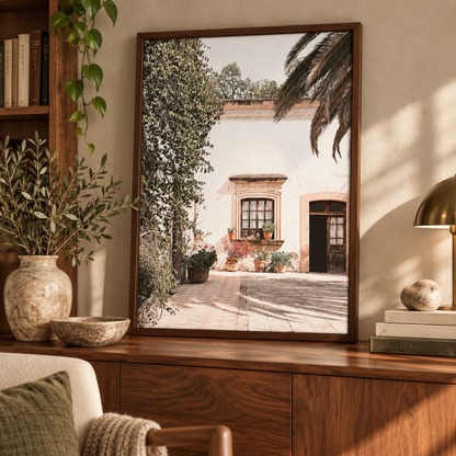 Sunlit Courtyard House Canvas Print