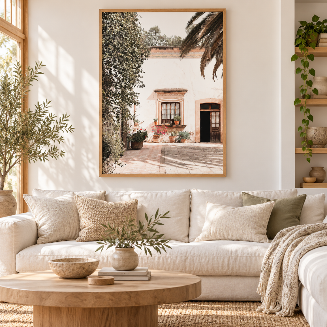 Sunlit Courtyard House Canvas Print