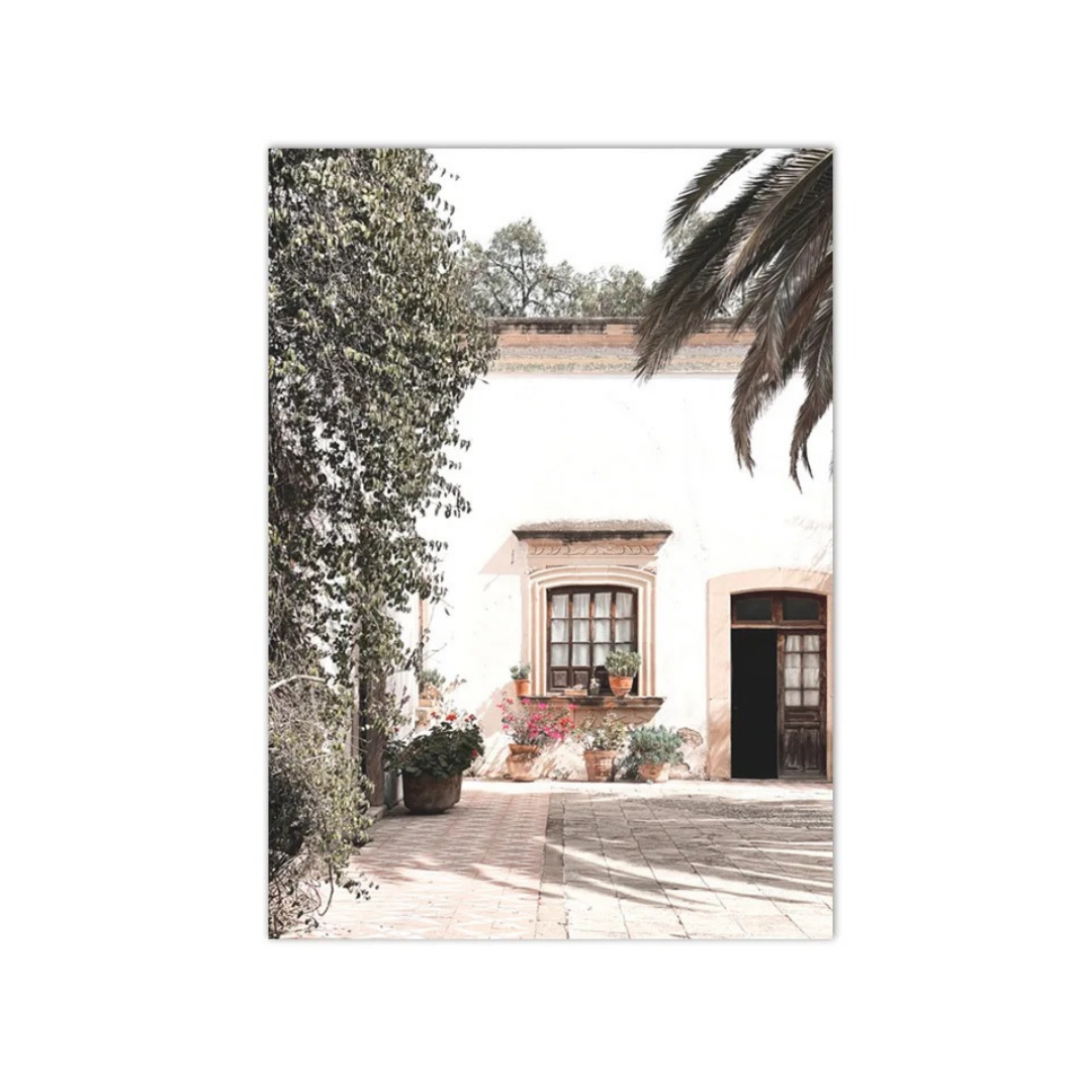 Sunlit Courtyard House Canvas Print