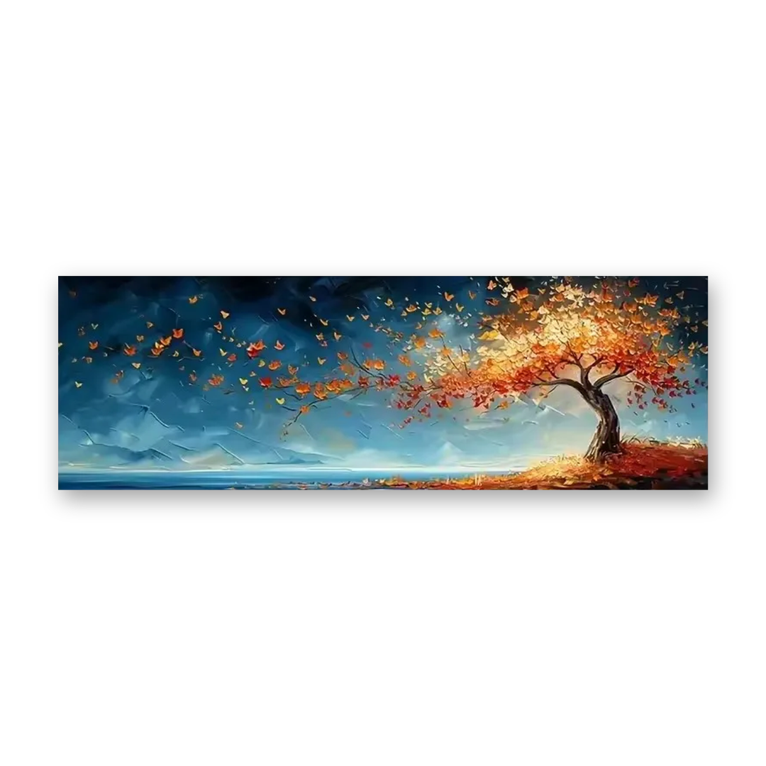 Autumn Drift Tree Panoramic Canvas Print