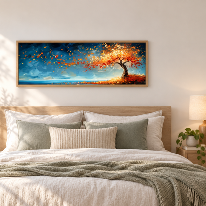Autumn Drift Tree Panoramic Canvas Print