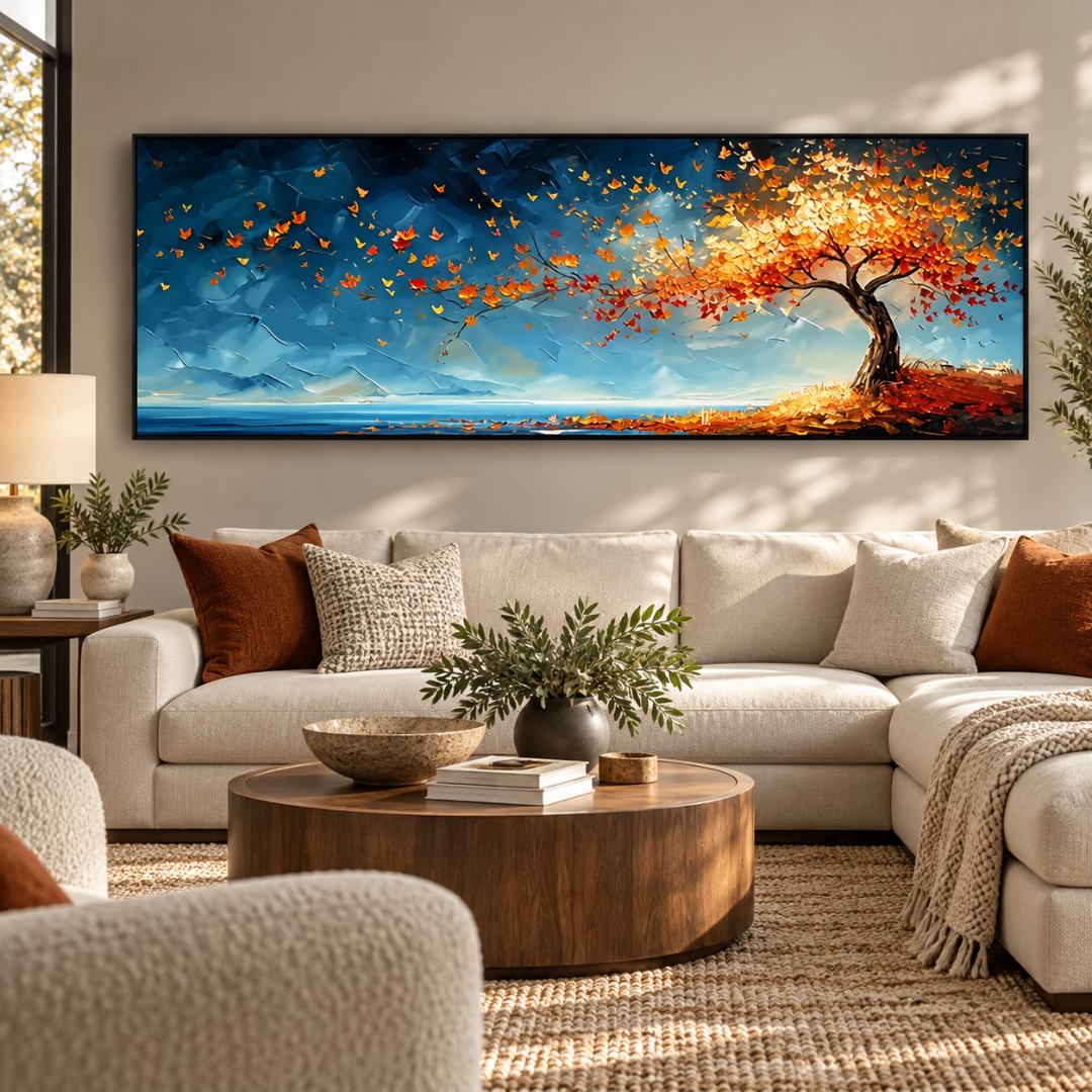 Autumn Drift Tree Panoramic Canvas Print