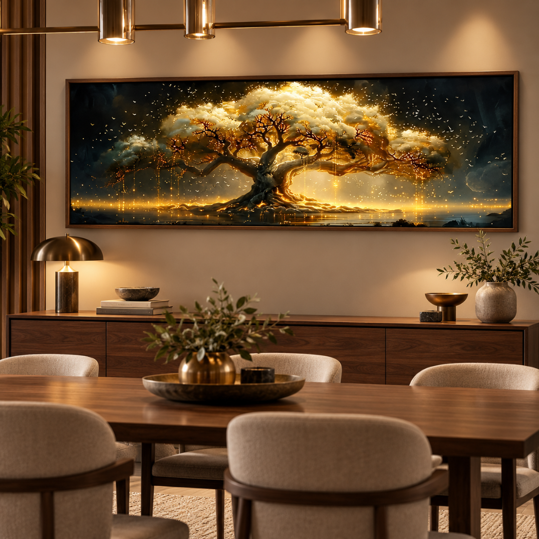 Golden Reverie Tree Panoramic Canvas Print