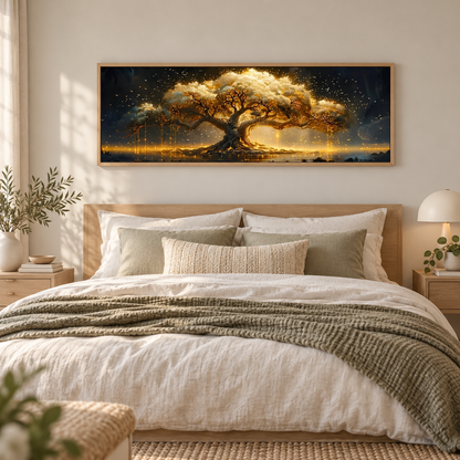 Golden Reverie Tree Panoramic Canvas Print