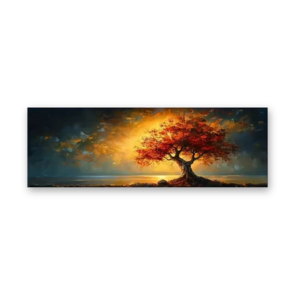Ember Tree At Sunset Panoramic Canvas Print