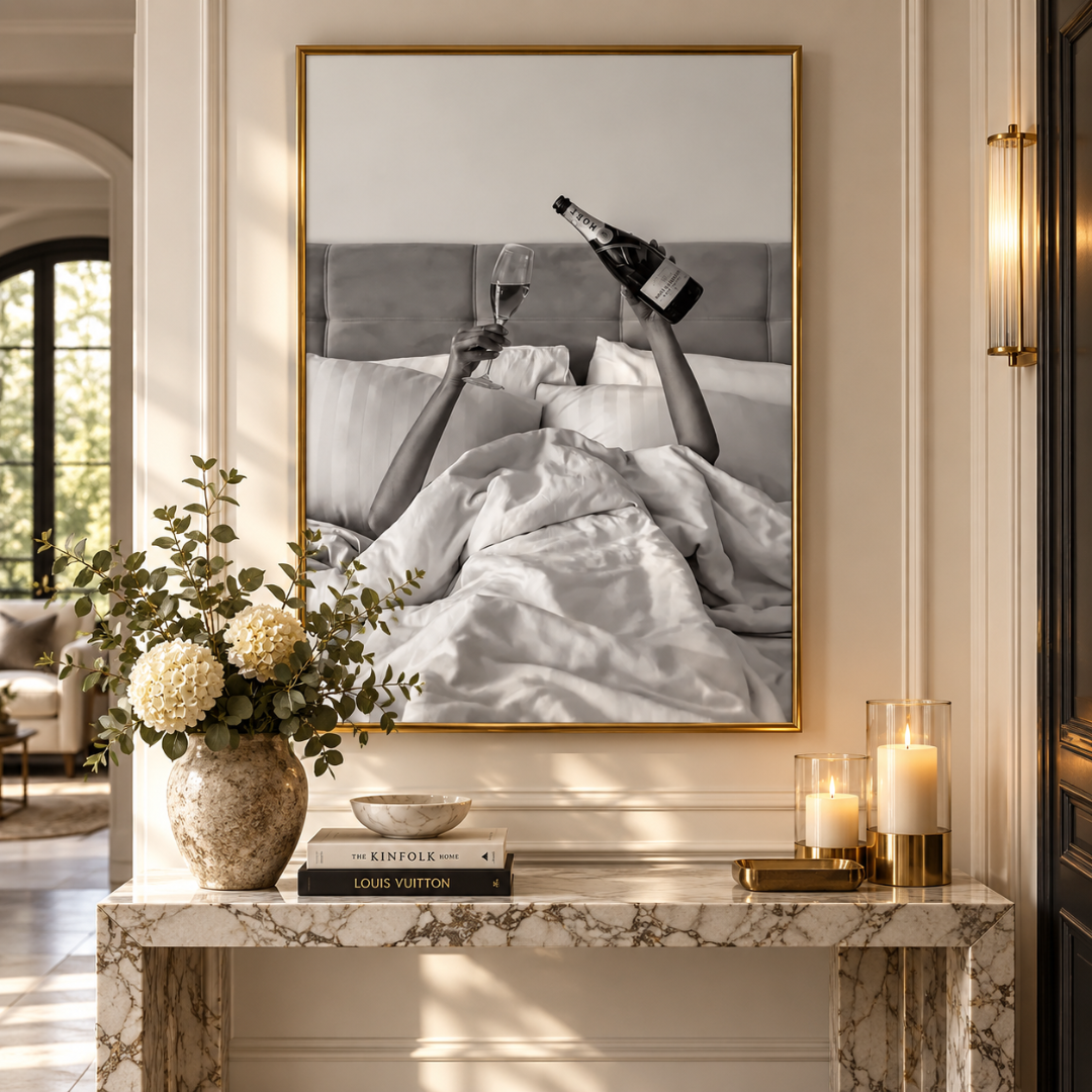 Champagne In Bed Canvas Print
