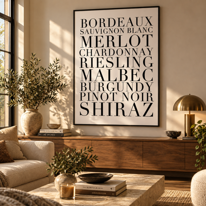 Cellar Notes Wine Typography Canvas Print