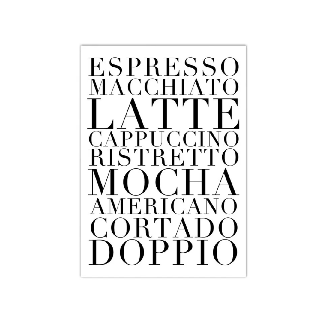 Coffee Order Typography Canvas Print