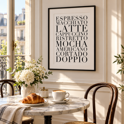 Coffee Order Typography Canvas Print