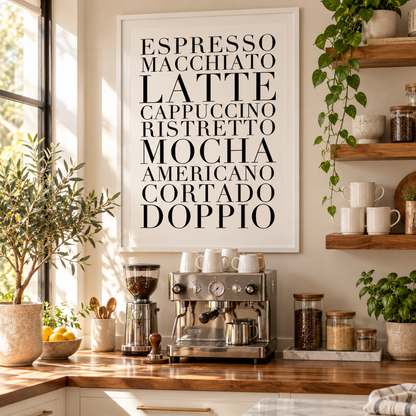 Coffee Order Typography Canvas Print