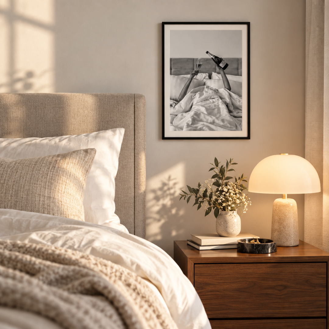 Champagne In Bed Canvas Print