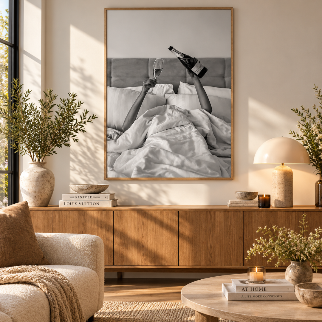 Champagne In Bed Canvas Print