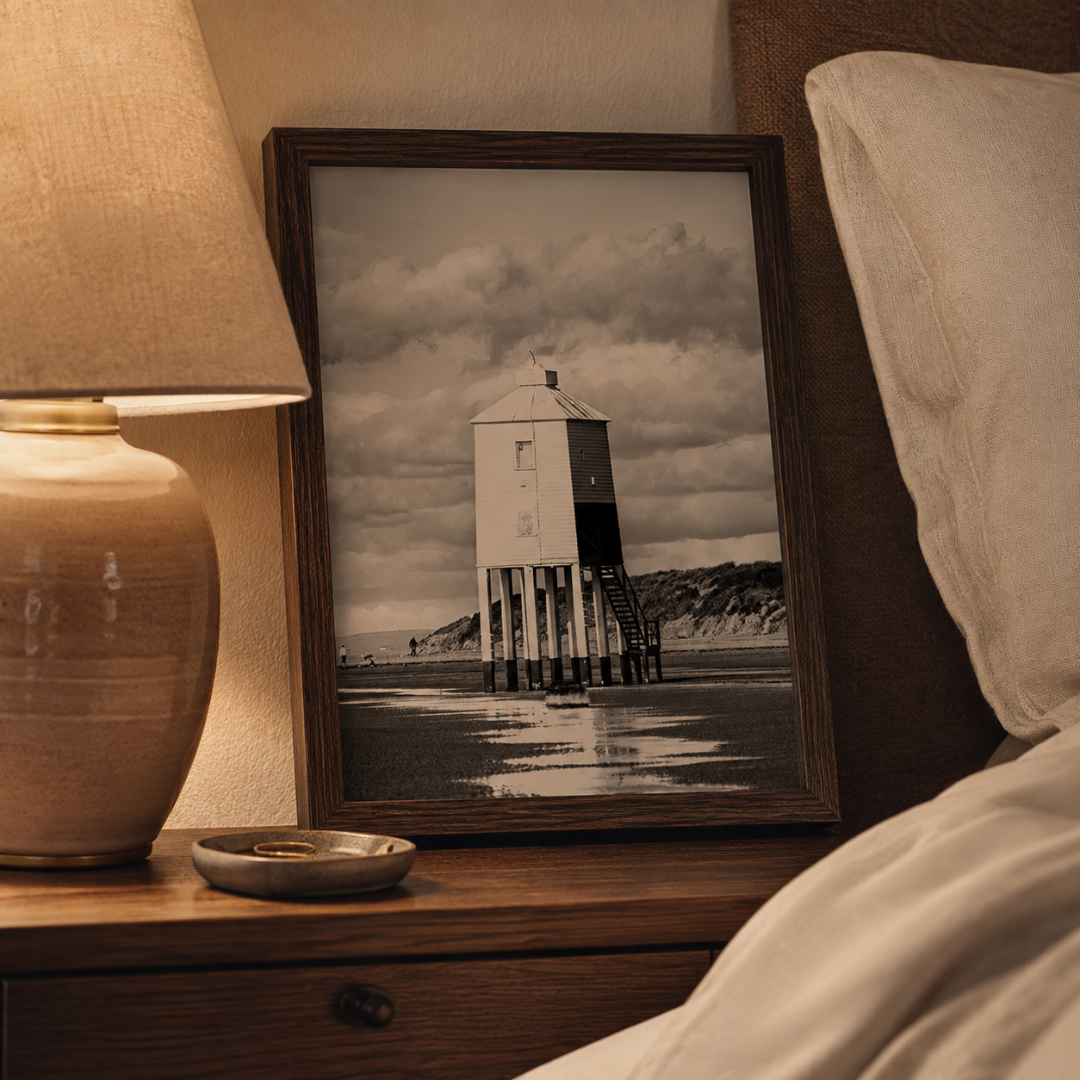 Tidewatch Lighthouse Black & White Canvas Print
