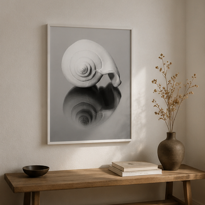 Quiet Reflection Shell Black & White Canvas Print