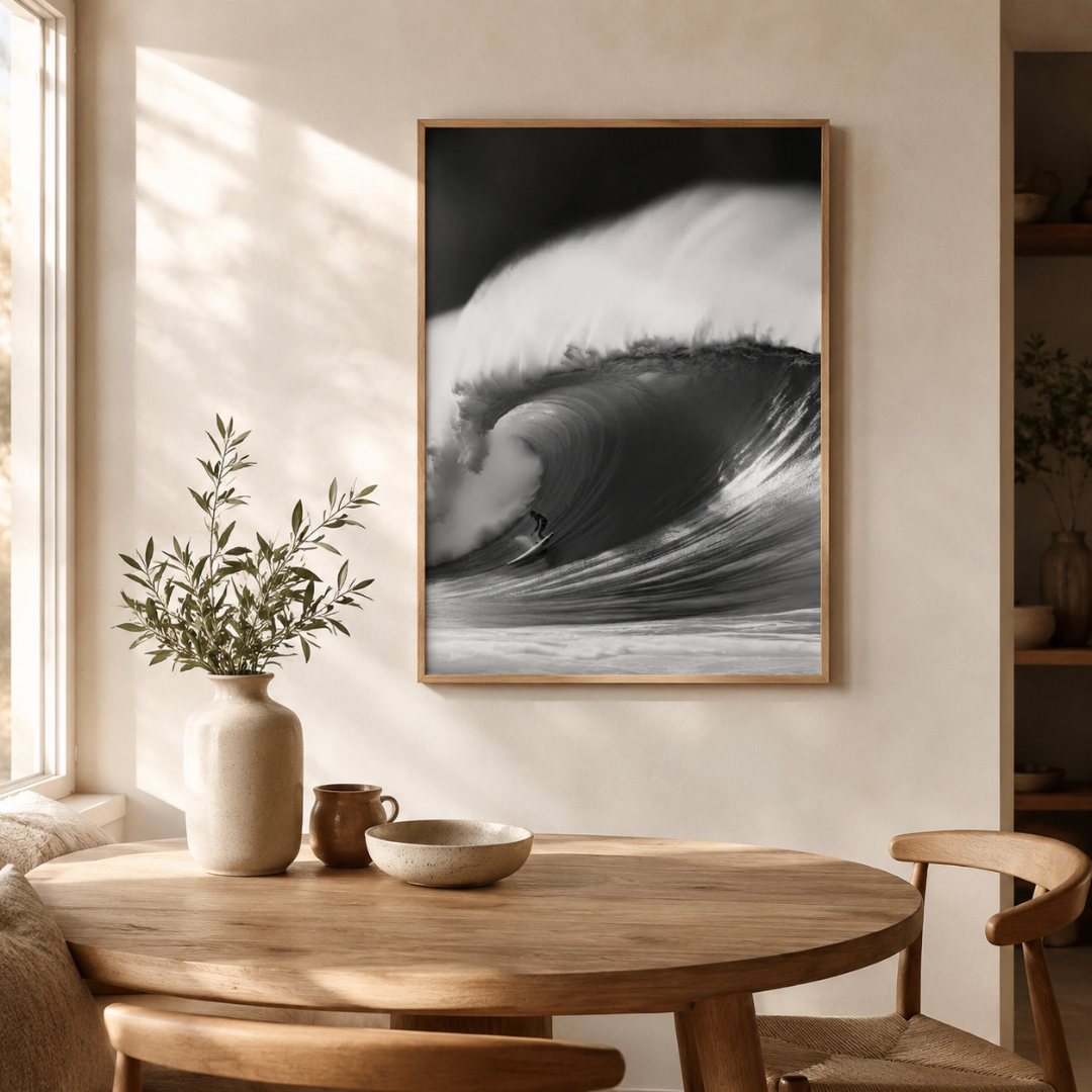 Inside the Break Surfing Black & White Canvas Print