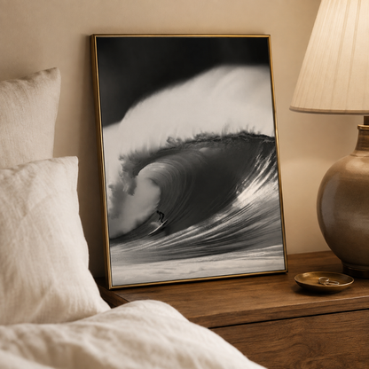 Inside the Break Surfing Black & White Canvas Print