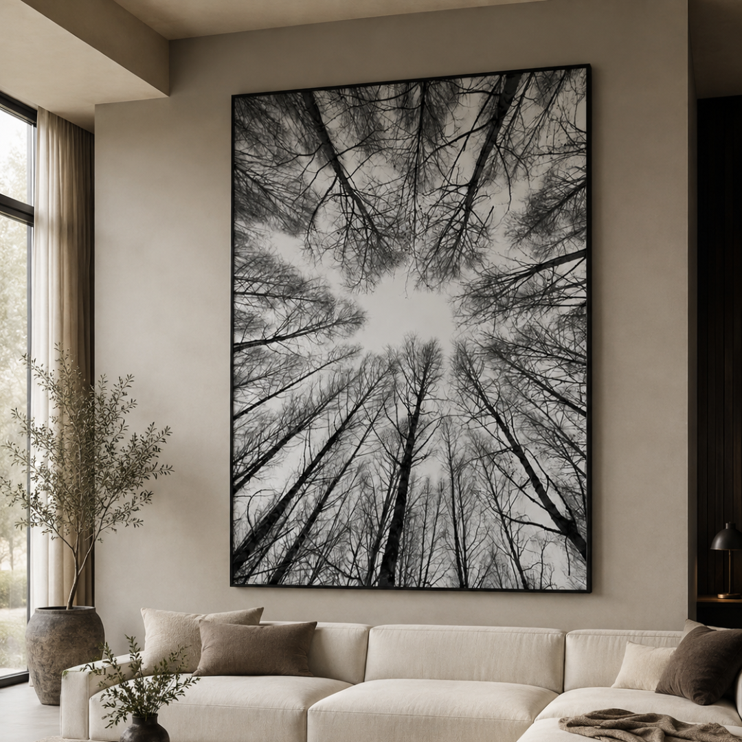 Winter Canopy Black & White Canvas Print