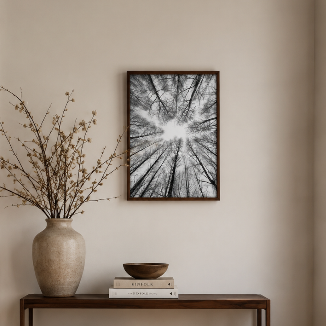 Winter Canopy Black & White Canvas Print