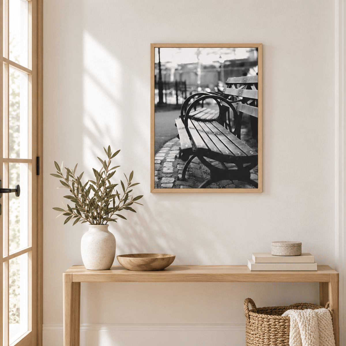 Quiet Corner Park Bench Canvas Print