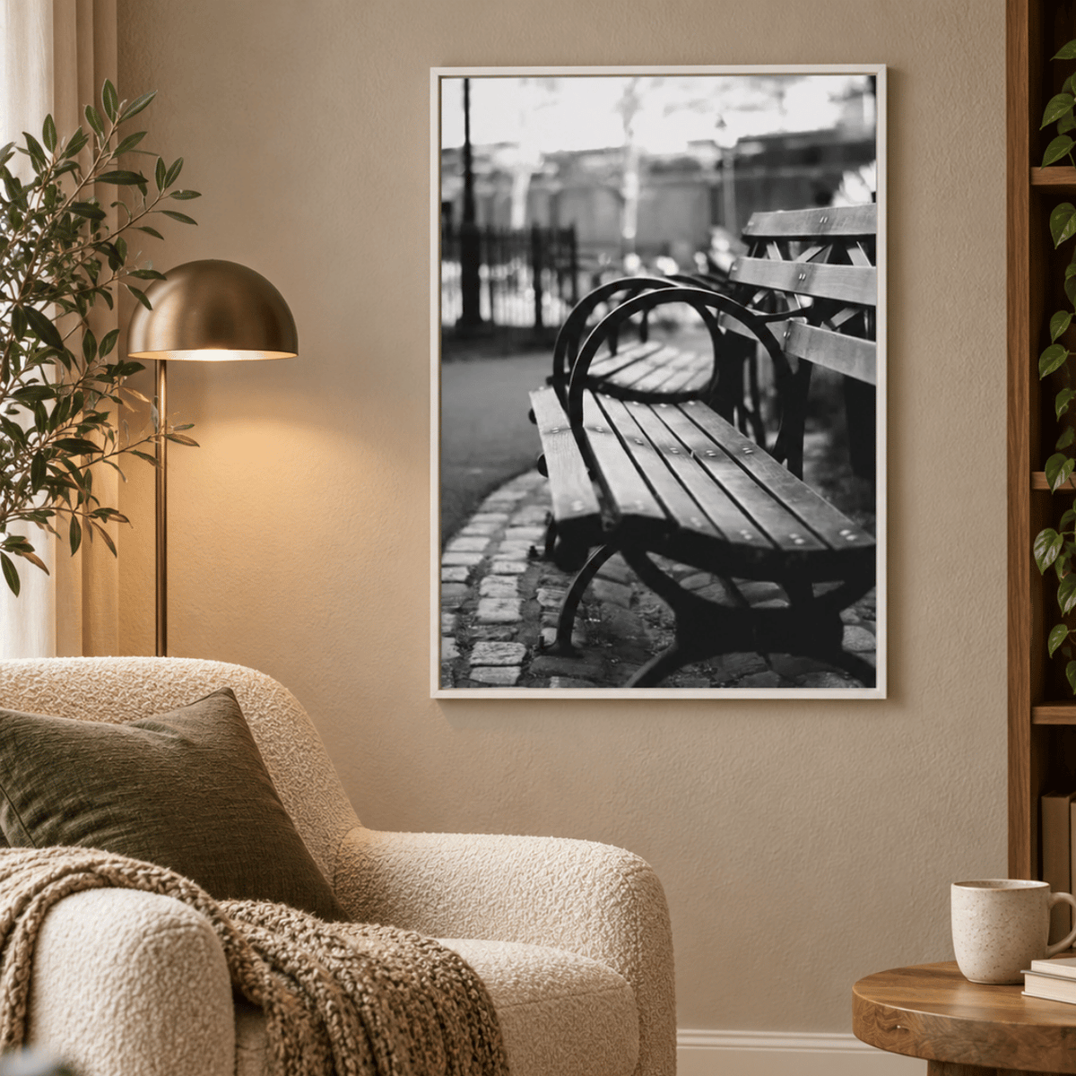 Quiet Corner Park Bench Canvas Print