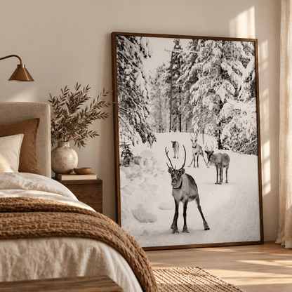 Winter Reindeer Trail Canvas Print