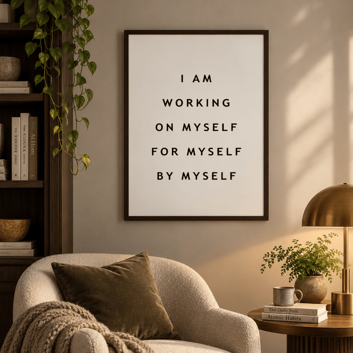 Working On Myself Quote Canvas Print