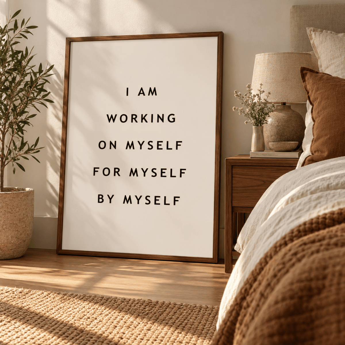 Working On Myself Quote Canvas Print