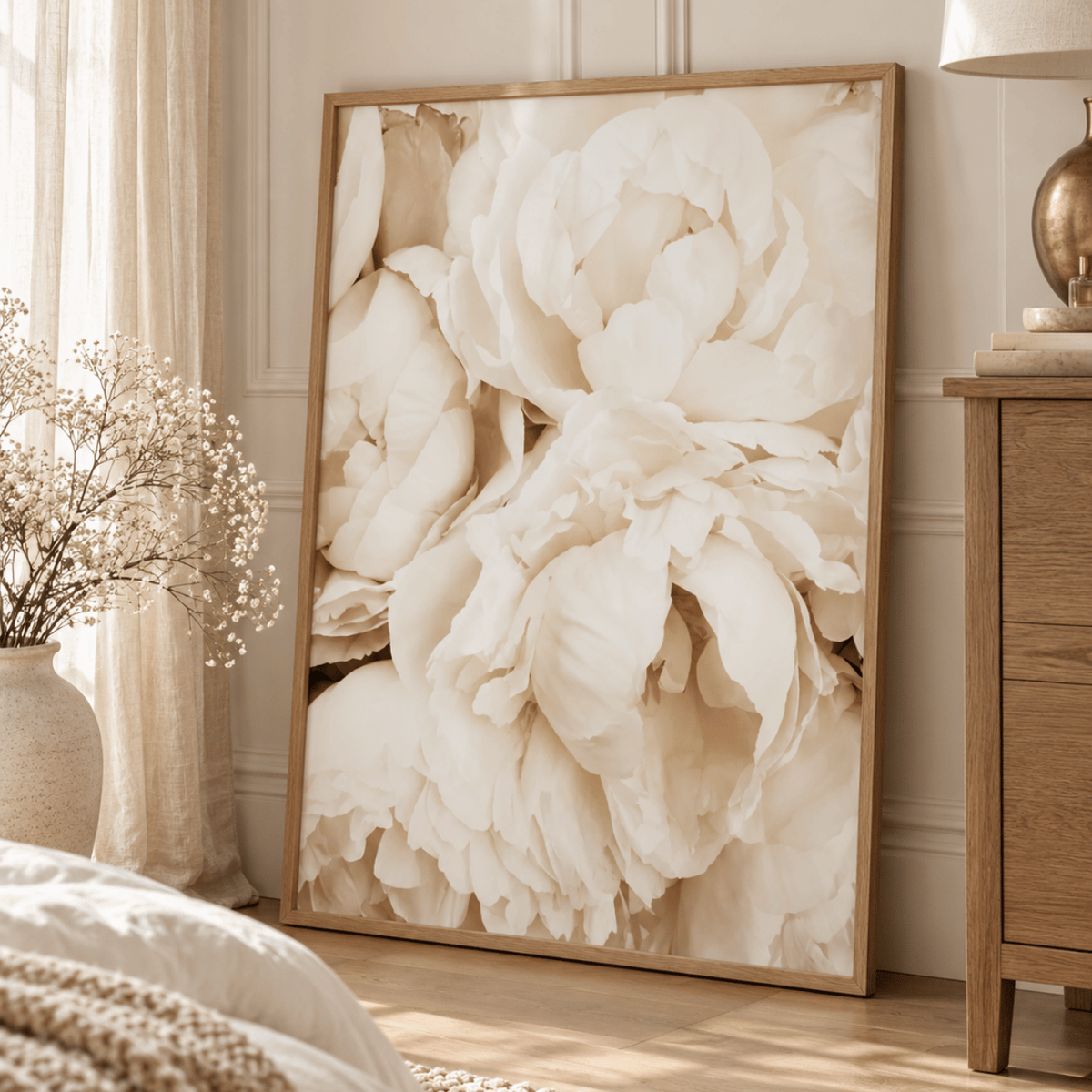 Ivory Peony Petals Canvas Print