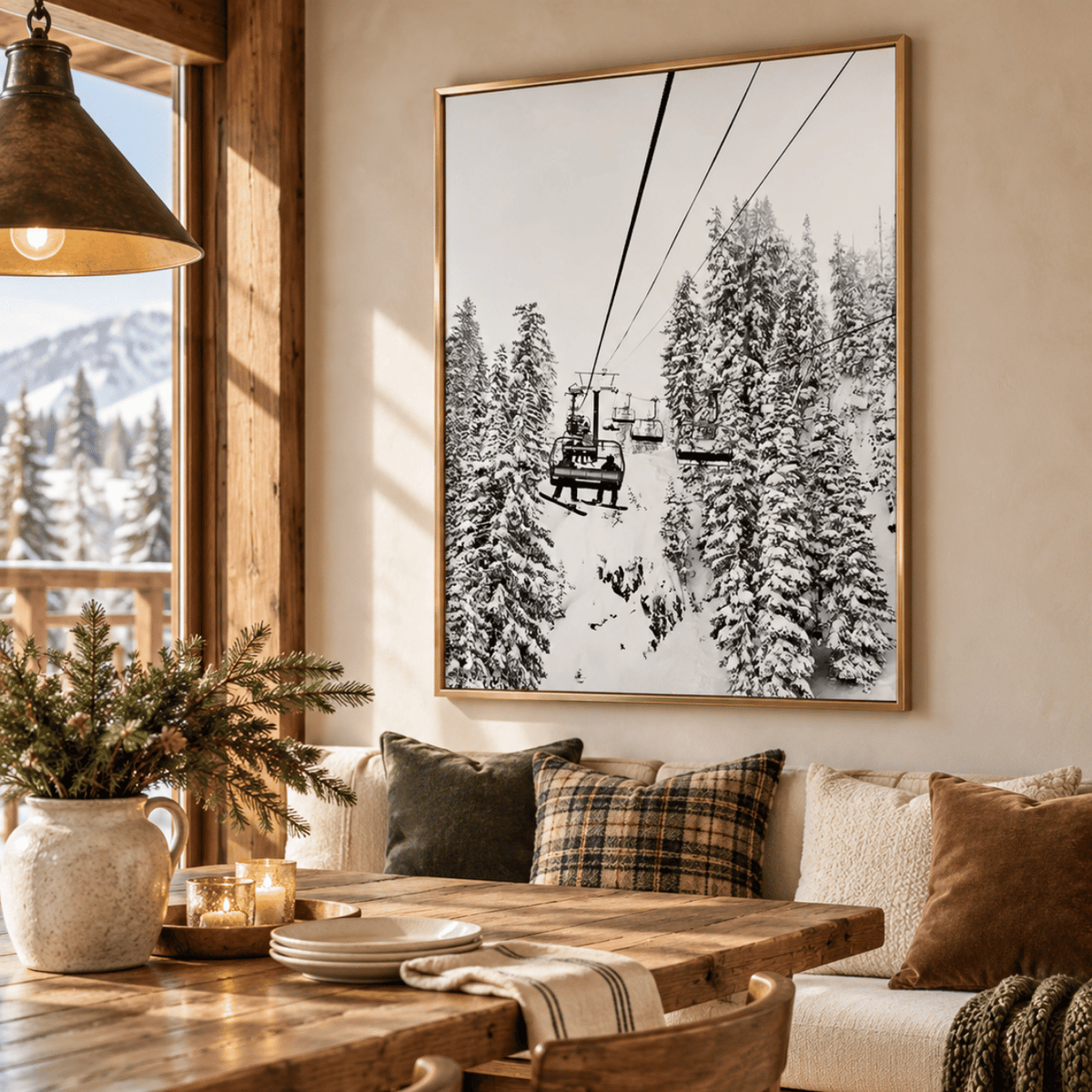 Winter Ascent Chairlift Canvas Print