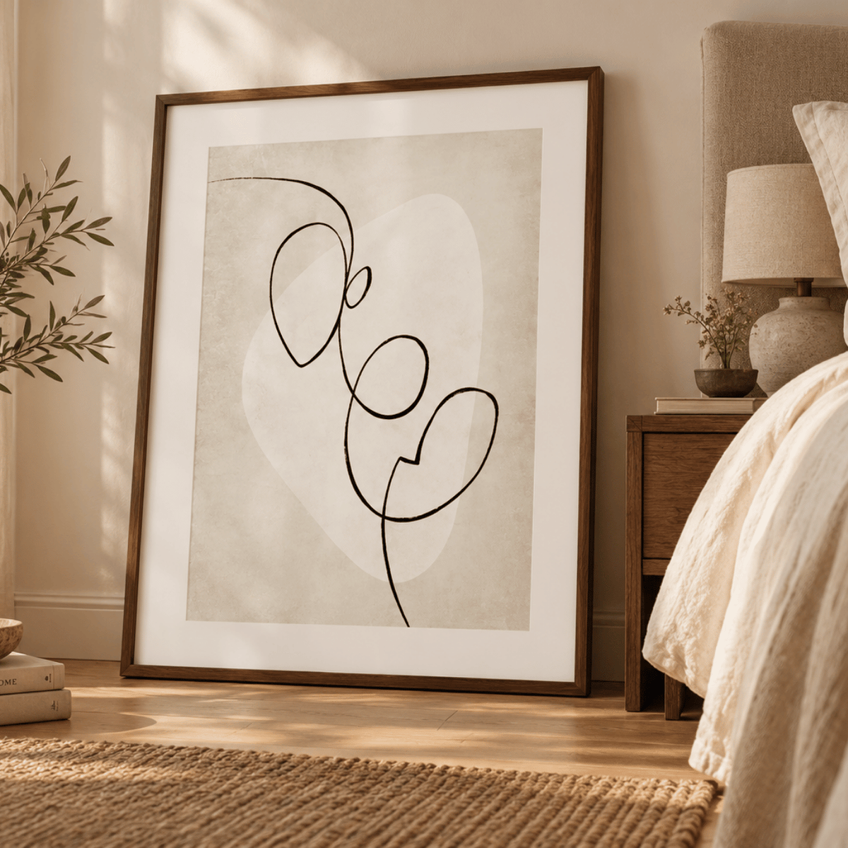 Quiet Embrace Line Art Canvas Print