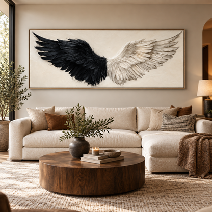 Duality Angel Wings Panoramic Canvas Print
