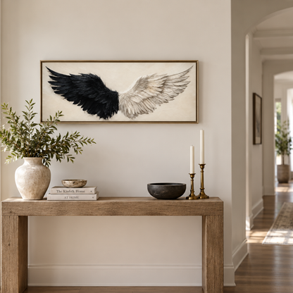 Duality Angel Wings Panoramic Canvas Print