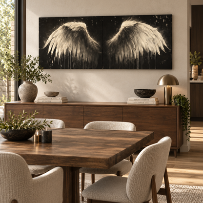 Ivory Angel Wings Panoramic Canvas Print