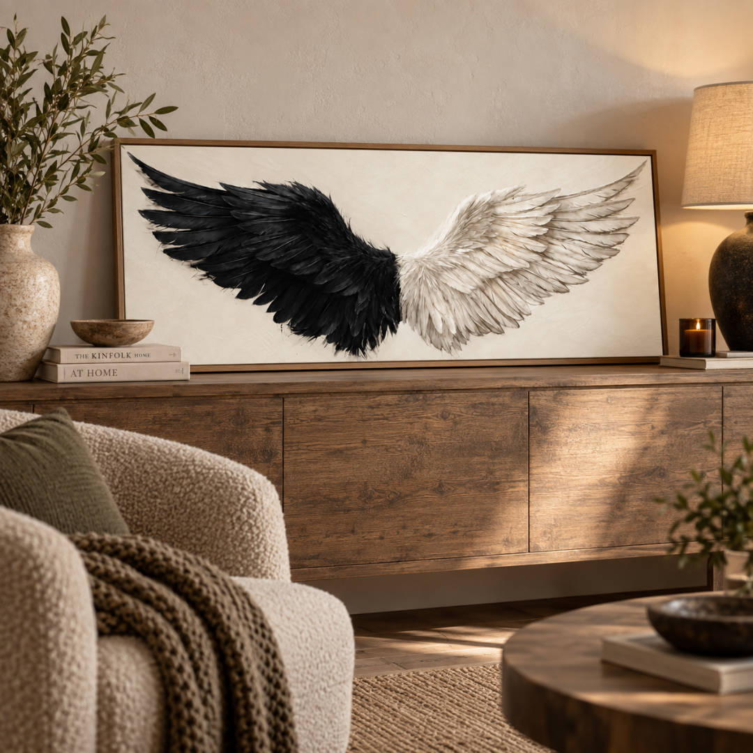 Duality Angel Wings Panoramic Canvas Print