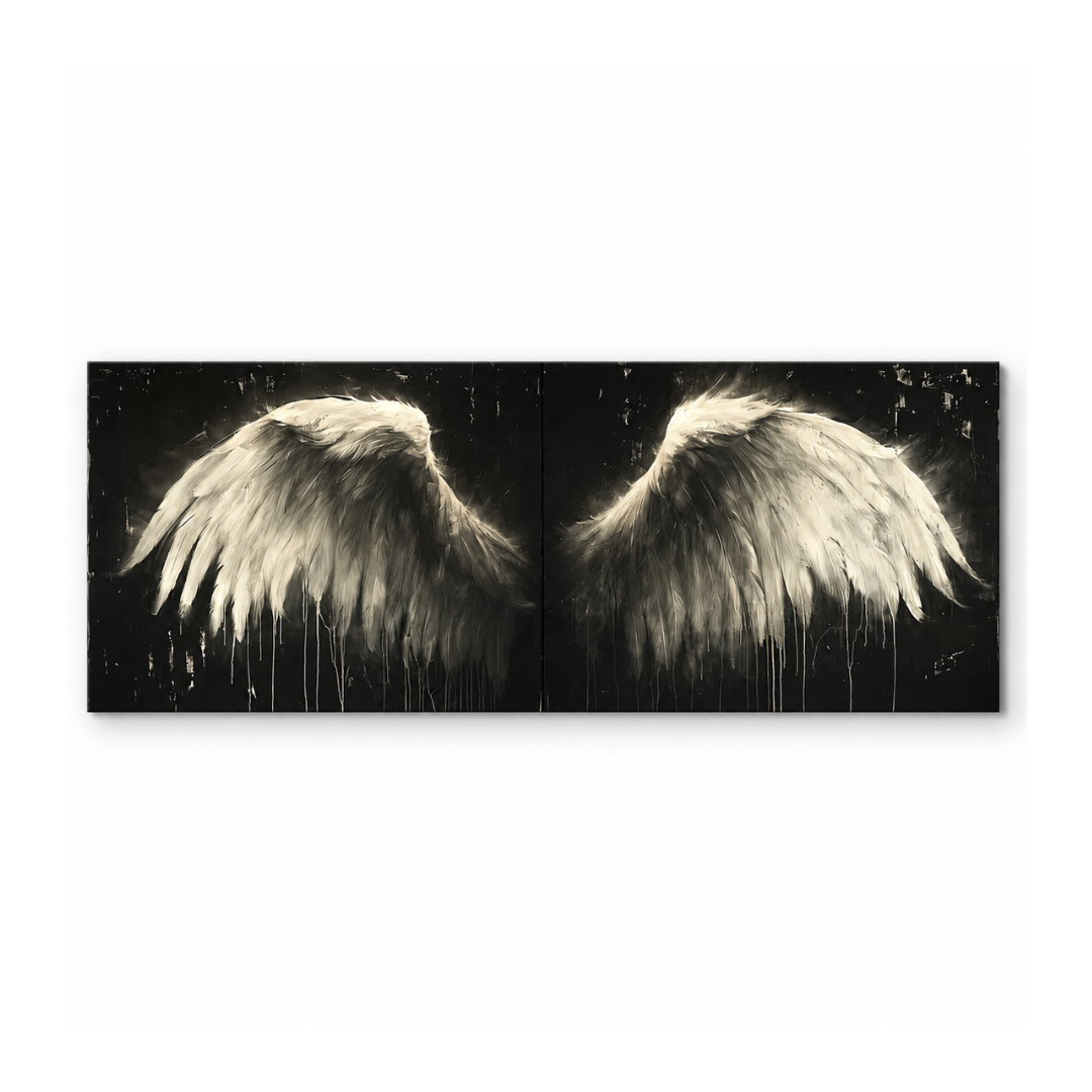 Ivory Angel Wings Panoramic Canvas Print